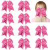 10pcs Breast Cancer Awareness Cheer Bows,7 Inches Pink Cheer Bows For Girls Women In October Cheerleading Hair Elastic Bands view 1