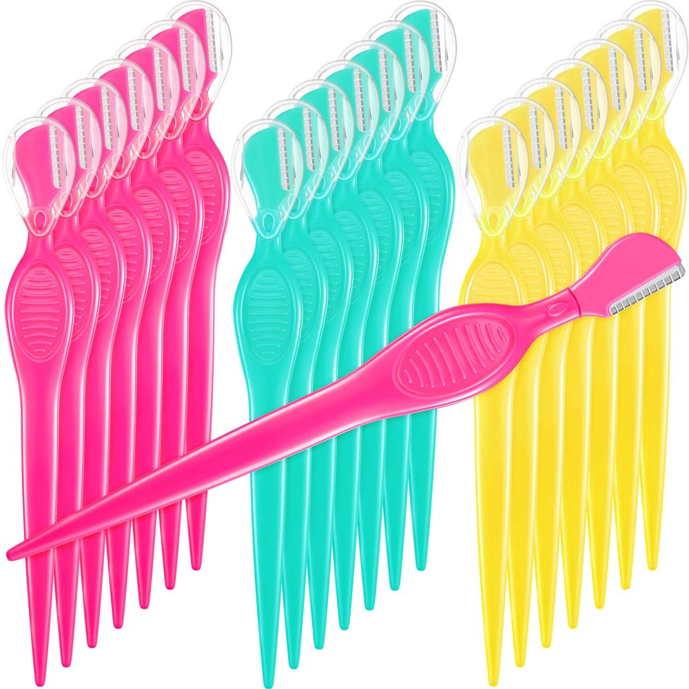 Mudder 21 Pcs Eyebrow Razor Eyebrow Shaver Facial Razor Multipurpose Face Trimmers with Precision Cover for Women Makeup Care Tools(Green, Blue, Yellow)