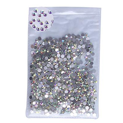 PrettyG 2880pcs SS3 Nail Crystals AB Coating Nail Art Sparkly Round Flatback Rhinestones, Non-Self-Adhesive AB-S3