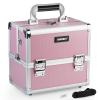 Makeup Case - Professional Portable Aluminum Cosmetics Storage Box With Locks and 2-Deck Folding Trays Pink Diamond view 1