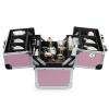 Makeup Case - Professional Portable Aluminum Cosmetics Storage Box With Locks and 2-Deck Folding Trays Pink Diamond view 3