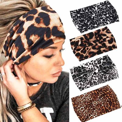 GORTIN Extra Wide Headbands for Women Leopard Print African Headband Cheetah Turban Pack of 4
