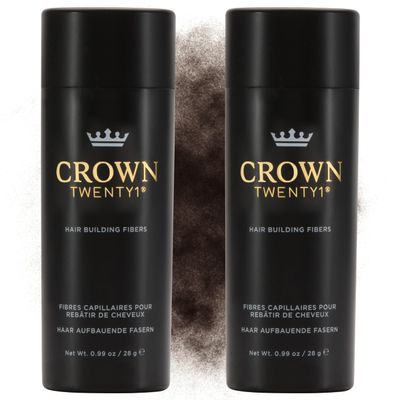 CROWN Hair Building Fibers Multipack (2 x 28g) - Instantly Cover Fine & Thinning Hair for a Thicker, Fuller Look - A Natural Keratin Concealer - 13 Shades for Men & Women - Dark Brown