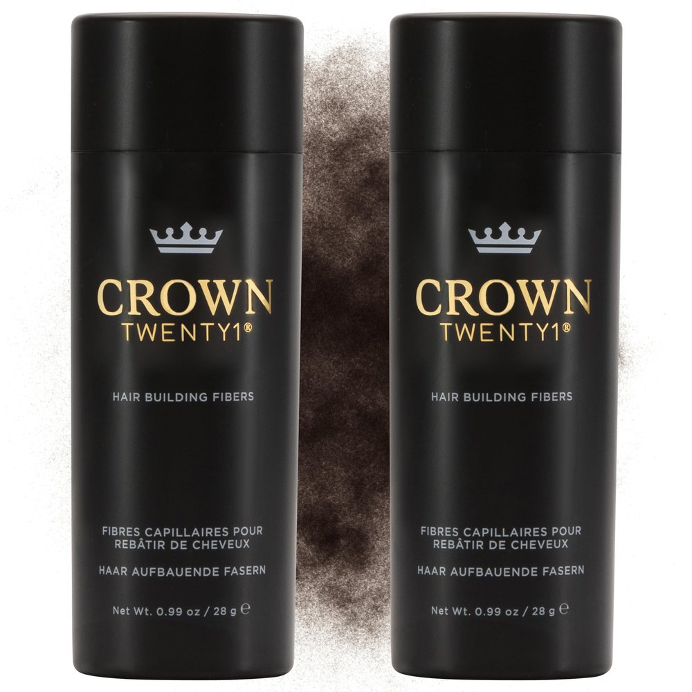 CROWN Hair Building Fibers Multipack (2 x 28g) - Instantly Cover Fine & Thinning Hair for a Thicker, Fuller Look - A Natural Keratin Concealer - 13 Shades for Men & Women - Dark Brown