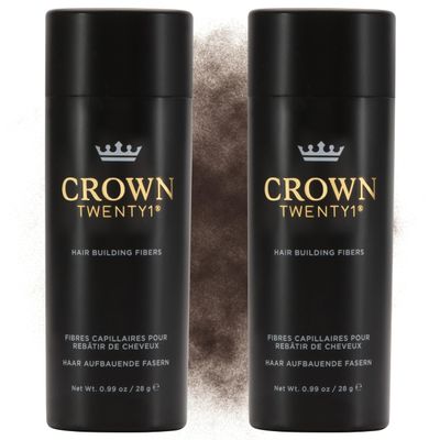 CROWN Hair Building Fibers Multipack (2 x 28g) - Instantly Cover Fine & Thinning Hair for a Thicker, Fuller Look - A Natural Keratin Concealer - 13 Shades for Men & Women - Medium Brown
