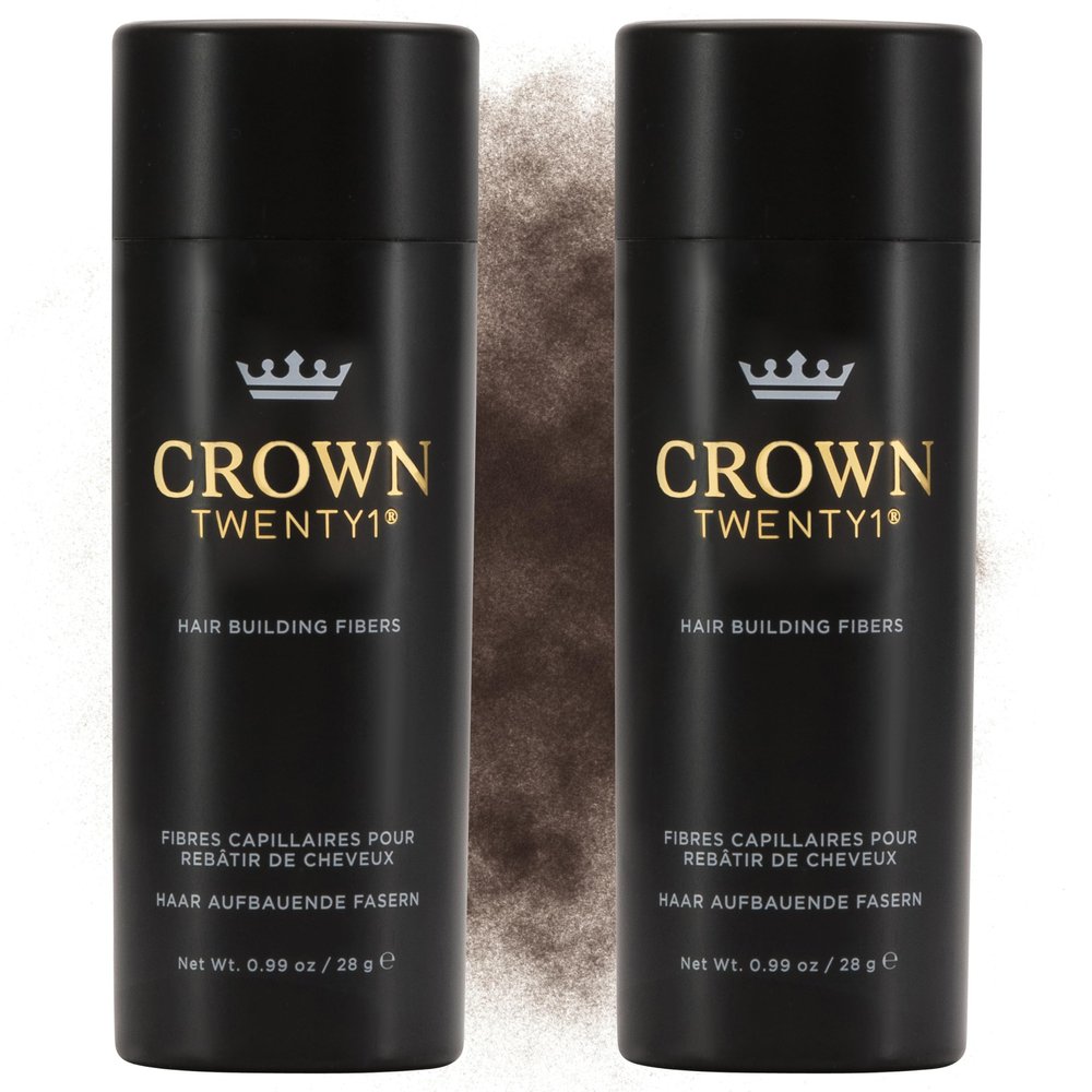 CROWN Hair Building Fibers Multipack (2 x 28g) - Instantly Cover Fine & Thinning Hair for a Thicker, Fuller Look - A Natural Keratin Concealer - 13 Shades for Men & Women - Medium Brown