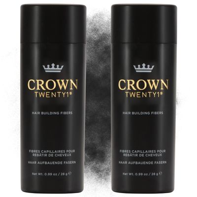 CROWN Hair Building Fibers Multipack (2 x 28g) - Instantly Cover Fine & Thinning Hair for a Thicker, Fuller Look - A Natural Keratin Concealer - 13 Shades for Men & Women - Black