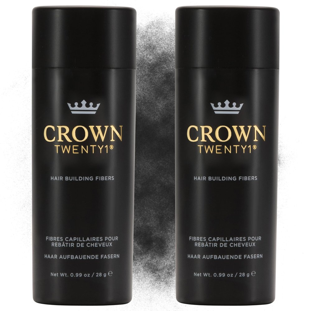 CROWN Hair Building Fibers Multipack (2 x 28g) - Instantly Cover Fine & Thinning Hair for a Thicker, Fuller Look - A Natural Keratin Concealer - 13 Shades for Men & Women - Black