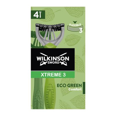 Wilkinson Sword - Xtreme 3 Eco Green X 4 - Disposable Razor Man Eco-Friendly And Recyclable - 70 Gr 4027800175000