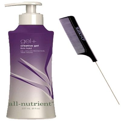 All-Nutrient Gel+ Creative Gel, Firm Hold, Water Soluble (w/Sleek Comb) UV+ Color Protection, 100% Vegan (8 OUNCE / 237 ML)