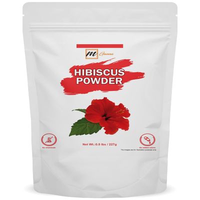 mGanna 100% Pure & Natural Hibiscus Sabdariffa Flower Powder for Hair, Health & Skin 0.5 LBS / 227 GMS