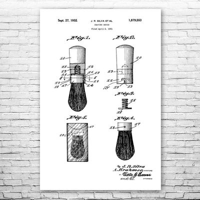 Shaving Brush Poster Print, Barber Shop Art, Barber Gift, Bathroom Decor, Stylist Gift, Salon Wall Art, Shaving Gift Black & White (11 inch x 14 inch)