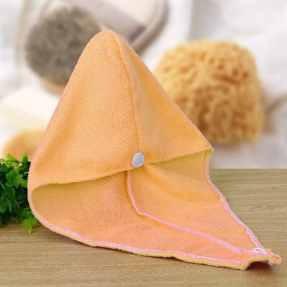 Duan DqhSuperfine Fiber Fabrics Bath Cap Quickly Dry Hair Hat Wrapped Towel Microfiber Solid Hair Turban Bathroom Accessories (Color : Yellow)