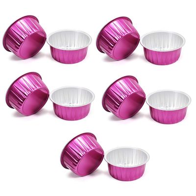 10 Pcs Container Golden Aluminum Foil Bowl Wax Bean Melting Wax Bowl Melting Wax Bowl Reusable Round Shape Aluminum Depilatory Foil Bowl for Home Waxing Spa Face Arm Armpits Legs Bikini (Rose Red)