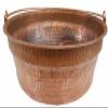 Copper Bucket Handle Pedicure Bowl Flame Heated Rustic Water Bathing Rub Spa Beauty Salon Foot Massage Therapy Baby Bath Shower Wash Basin Casserole Cauldron Urn Storage view 3