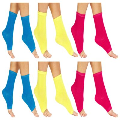 6 Pairs Of Yacht & Smith Women's Cotton Pedicure Socks, Open Toe Flip Flop Socks, Sock Size 9-11