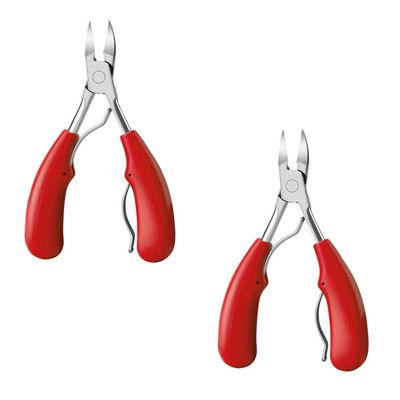 AnHua 2 Pcs Stainless Steel Nail Clippers Trimmer Ingrown Pedicure Care Professional Cutter Nipper Tools for feet toenail (Red)