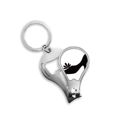 Black High Heels Flower Pattern Outline Fingernail Clipper Cutter Opener Key Chain Scissor