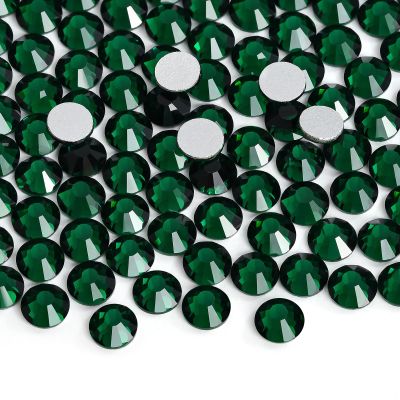 Jollin Glue Fix Crystal Flatback Rhinestones Glass Diamantes Gems for Crafting Nail Art Crafts Decorations Clothes Shoes 2.8mm (ss10 2880pcs, Dark Green)