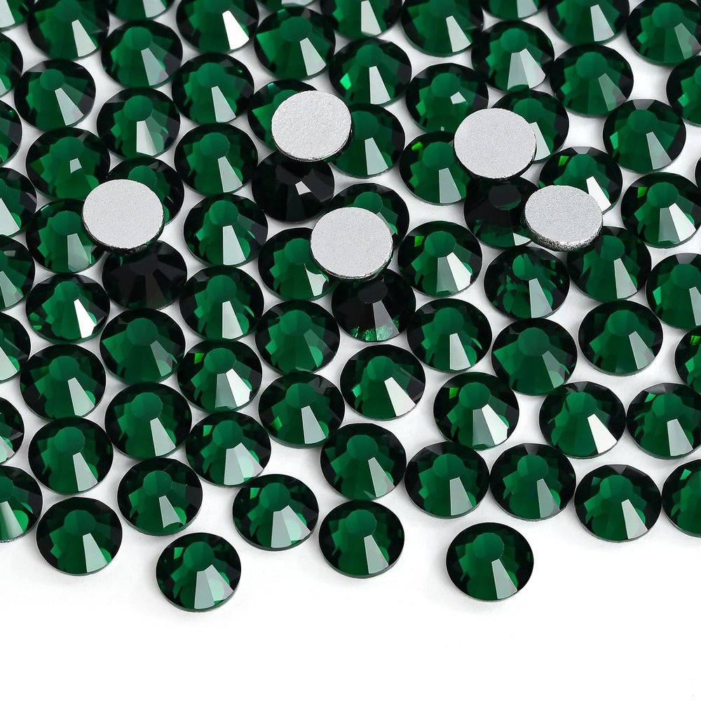 Jollin Glue Fix Crystal Flatback Rhinestones Glass Diamantes Gems for Crafting Nail Art Crafts Decorations Clothes Shoes 2.8mm (ss10 2880pcs, Dark Green)