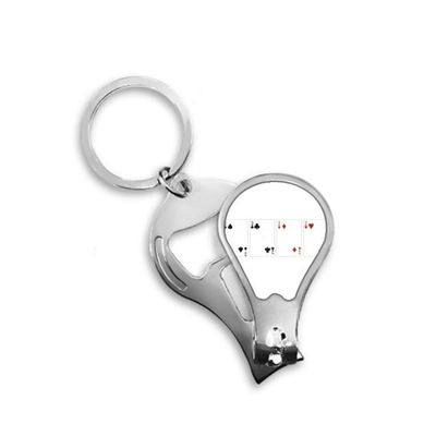 2 Heart Spade Diamond Club Pattern Fingernail Clipper Cutter Opener Key Chain Scissor