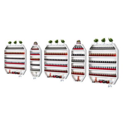 Wall Rack Metal Iron 6 Tier Nail Polish Shelf Sets, Nail Salon Hanging Wall Display Rack Perfume Shelf Cosmetic Essential Oil Spice Rack Organizer Holds