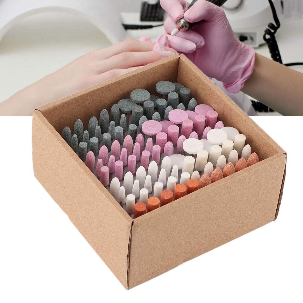 100-Piece Nail Drill Bits Set for Electric Nail File Fine Grit Manicure & Pedicure Bits Compatible with Standard Nail Drill Machines, Home & Salon Use