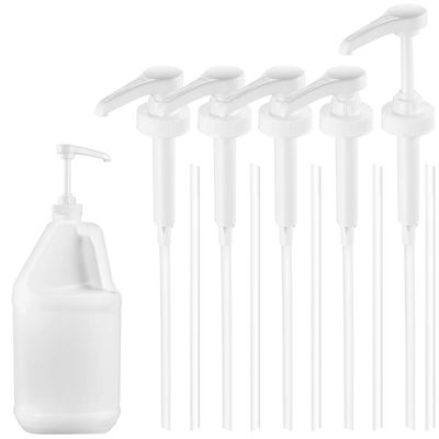 5/8/12 Pcs Plastic Pump Dispenser for Most 1 Gallon (128 Ounce) containers, 38/400, for 38 mm Neck Finish Soap/Shampoo/Conditioner Bottle (5 Pcs, White)