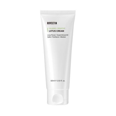 ROVECTIN Calming Lotus Cream  Lightweight Hydrating & Soothing Moisturizer Face Cream for Sensitive Skin | 75% Lotus Water Extract & Niacinamide for Anti-Aging | Vegan Korean Skincare (2.03 fl oz)