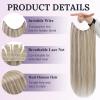 Fshine Invisible Wire Hair Extensions Real Human Hair 20 Inch Ash Blonde Highlighted Bleach Blonde 18/613 One Piece Clip in Hair Extensions Seamless Layered Hairpiece 86 G view 2