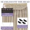 Fshine Invisible Wire Hair Extensions Real Human Hair 20 Inch Ash Blonde Highlighted Bleach Blonde 18/613 One Piece Clip in Hair Extensions Seamless Layered Hairpiece 86 G view 4