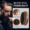 BFWood Boar Bristle Beard Brush - Black Wood Walnut Military Style, Men's Wooden Mustache Brush view 3