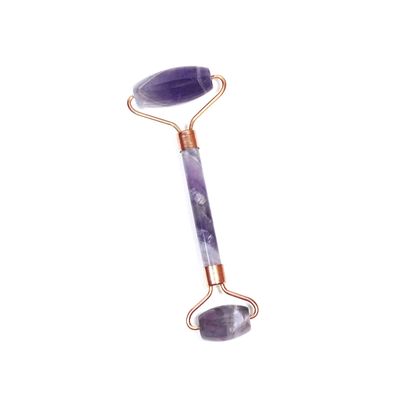 amethyst Facial Roller set for skin detox - stainless steel message tool for face body neck to reduce aging wrinkle | natural amethyst crystal