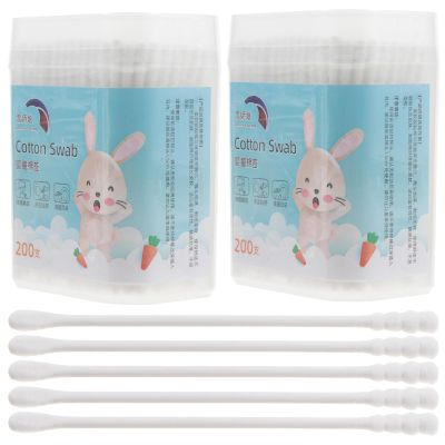 400PCS Cotton Swabs, Cotton Buds Swabs Cleaner Double Round Cotton Tip Cleaning Swabs with Paper Stick for Cleaning Ear Nose nose swabs Makeup chidren ear nose cotton sticks