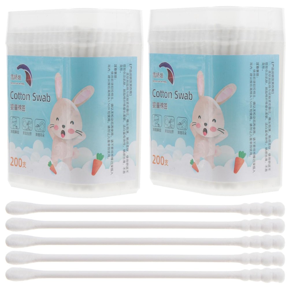 400PCS Cotton Swabs, Cotton Buds Swabs Cleaner Double Round Cotton Tip Cleaning Swabs with Paper Stick for Cleaning Ear Nose nose swabs Makeup chidren ear nose cotton sticks