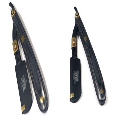 Black and Gold Lightweight Steel Hair Shaving Razor Blade - Professional Barber Straight Edge Shaving Razor Cut Throat Folding Knife With Steel Blades Included