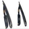 Black and Gold Lightweight Steel Hair Shaving Razor Blade - Professional Barber Straight Edge Shaving Razor Cut Throat Folding Knife With Steel Blades Included view 1