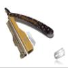 Black and Gold Lightweight Steel Hair Shaving Razor Blade - Professional Barber Straight Edge Shaving Razor Cut Throat Folding Knife With Steel Blades Included view 2