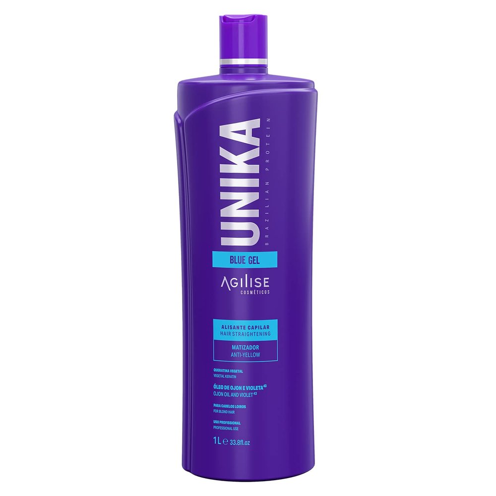 Agilise Unika Brazilian Keratin Hair Treatment Straightening for Blonde Hair  Straightener Gel with Ojon Oil & Violet, No Yellow  Keratina para alisar el pelo decolorado sin formol  Blue