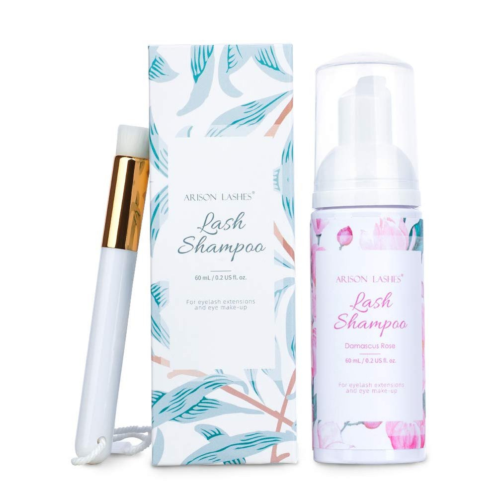 Eyelash Extension Shampoo+Brush/60ml Eyelash Foam Cleaner/Safe and Mild Without Irritation/Remove Makeup Residue & Mascara/Perfect For Salon Use And Home Care(rose)