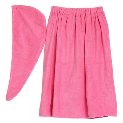TOPINCN Bath Towel Wrap, Soft Microfiber Women Bathrobe Spa Towel Comfortable Adjustable Shower Robes Skirt with Fast Dry Hair Drying Cap for Gym Spa Sauna Steam Room Locker Room(Rose Red)