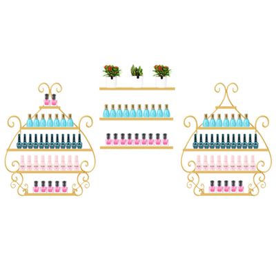 Metal 5 Tier Nail Polish Shelf Essential Oil Display Rack, Nail Salon Shop Iron Hanging Wall Triangle Display Rack Storage Shelf Perfume Shelf Cosmetic Cabinet 5 Tier Spice Rack Organizer Holds