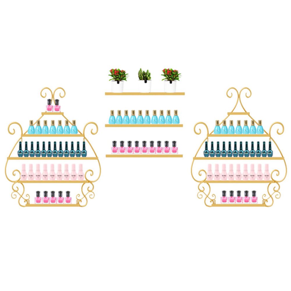 Metal 5 Tier Nail Polish Shelf Essential Oil Display Rack, Nail Salon Shop Iron Hanging Wall Triangle Display Rack Storage Shelf Perfume Shelf Cosmetic Cabinet 5 Tier Spice Rack Organizer Holds