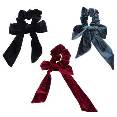 Beaupretty 3pcs Bow-knot Hair Accessories for Women Ties Green Wine Red Black for Ponytails Everyday Wear and Stylish Outfits