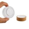 100g 100ml Frosted Glass Cream Jar Cosmetic Container with Inner Liners and Natural Bamboo lids Refillable Straight Sided Glass Cosmetic Jars Travel Toiletries Bottle Sample Jars for Lotion Cream view 4
