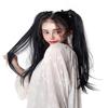 Yanamy 24" Long Straight Twin Ponytail Hair Extensions Ribbon Cosplay Pony Tails for Cutey, Dark Brown view 1