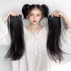 Yanamy 24" Long Straight Twin Ponytail Hair Extensions Ribbon Cosplay Pony Tails for Cutey, Dark Brown view 2