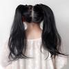 Yanamy 24" Long Straight Twin Ponytail Hair Extensions Ribbon Cosplay Pony Tails for Cutey, Dark Brown view 4