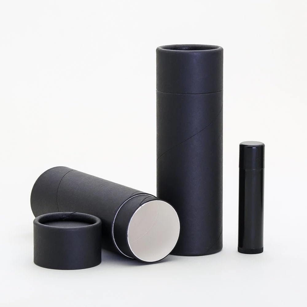 100 mL Black Kraft Paperboard Lip Balm/Salve/Cosmetic/Lotion Tubes (100)