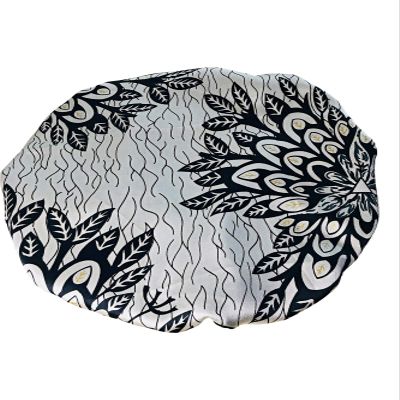 2Chique Boutique Women's African Ankara Print Satin Bonnet Multi Color Patterns (White/Black, Large)